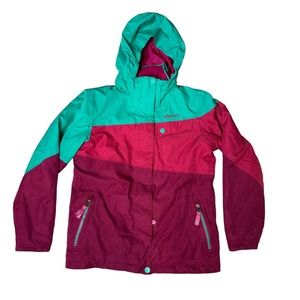 Marmot Girls Coat Snow Ski Hooded Pockets Soft Zip Up Snap Button Pink Large